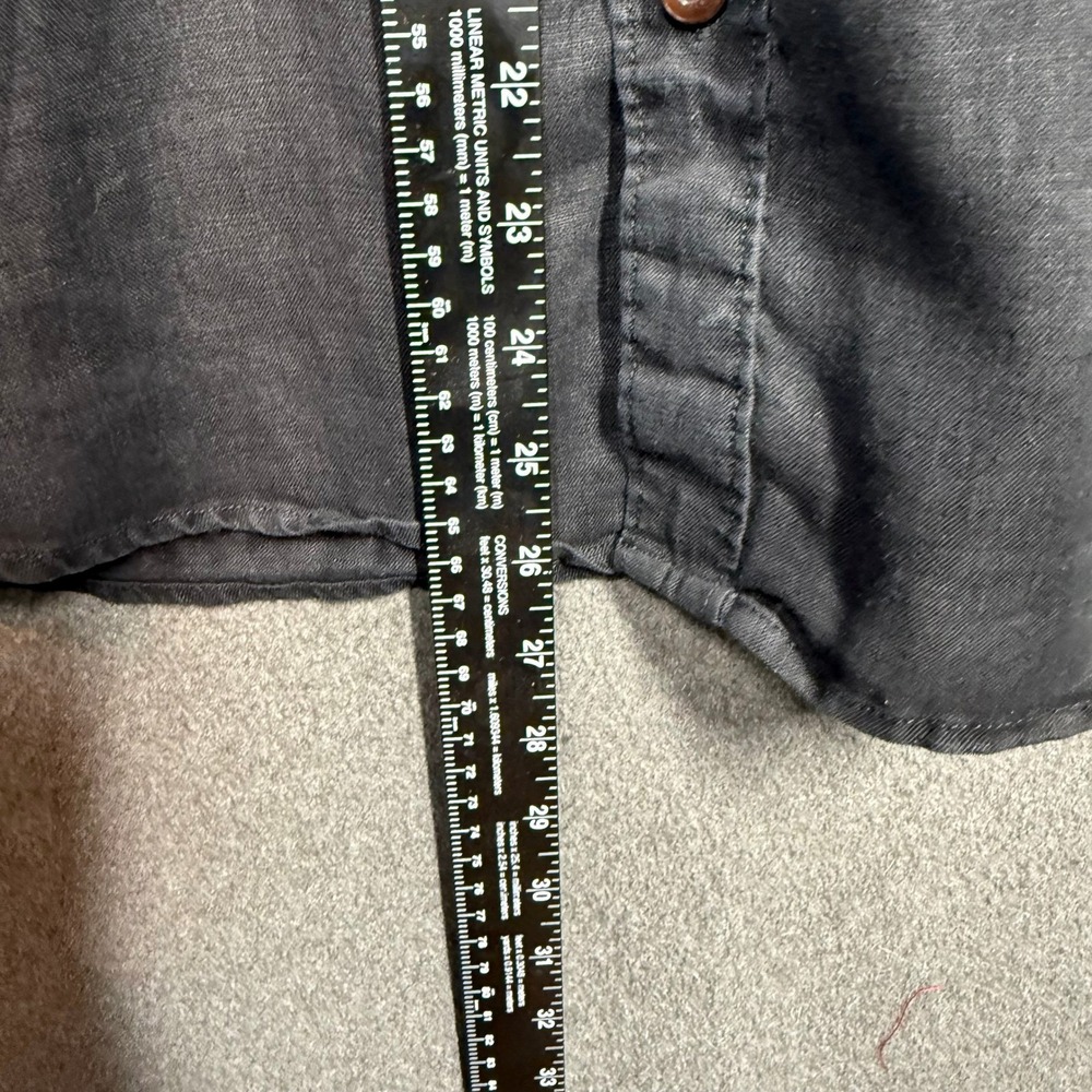Y2K Inspired Lucky Brand 100% Linen Shirt Men's XL Charcoal Black Button Up - Picture 8 of 10